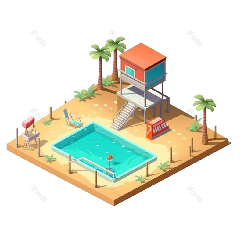 户外图片,夏天元素,插画PNG,蓝色免抠素材